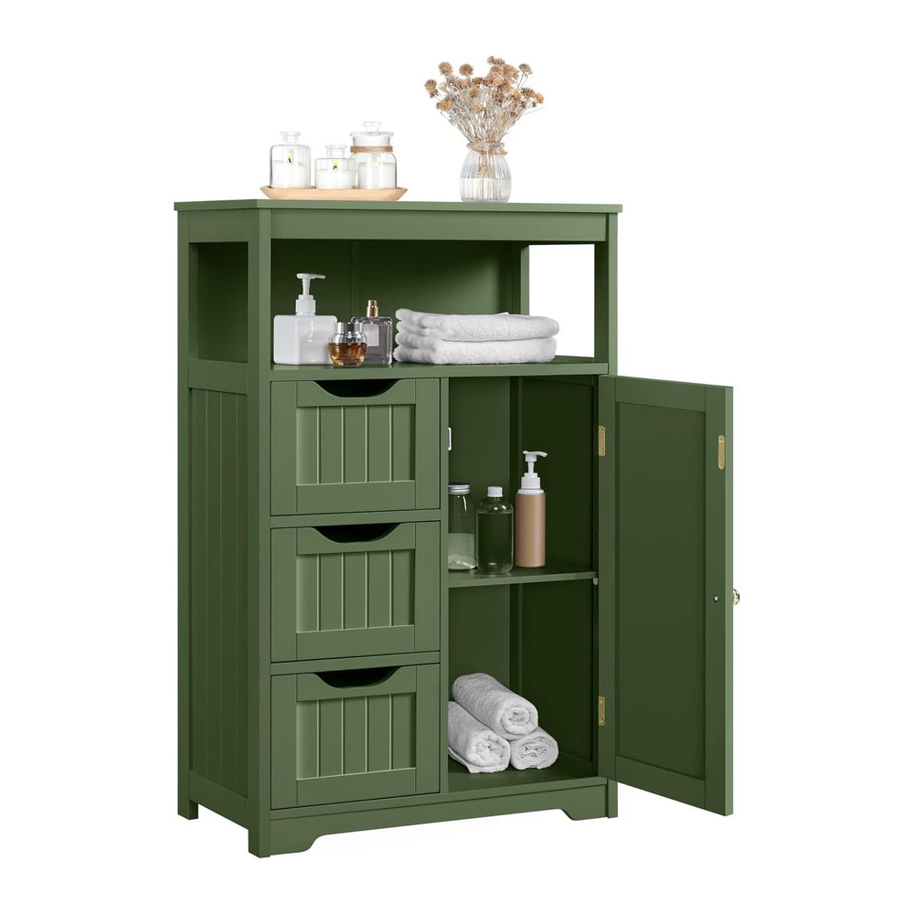 Yaheetech Small Freestanding Bathroom Storage Cabinet with 3 Drawers, Green
