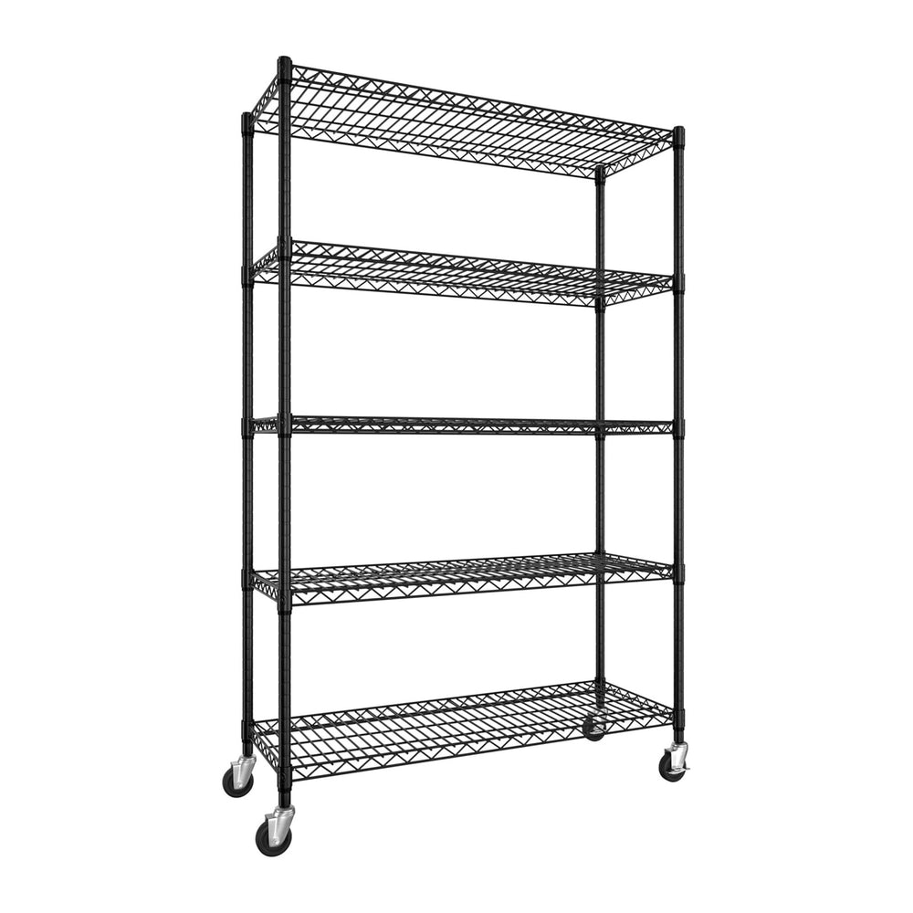 Yardenaler 5-Tier Heavy Duty Steel Wire Shelving Unit with Wheels, Adjustable...