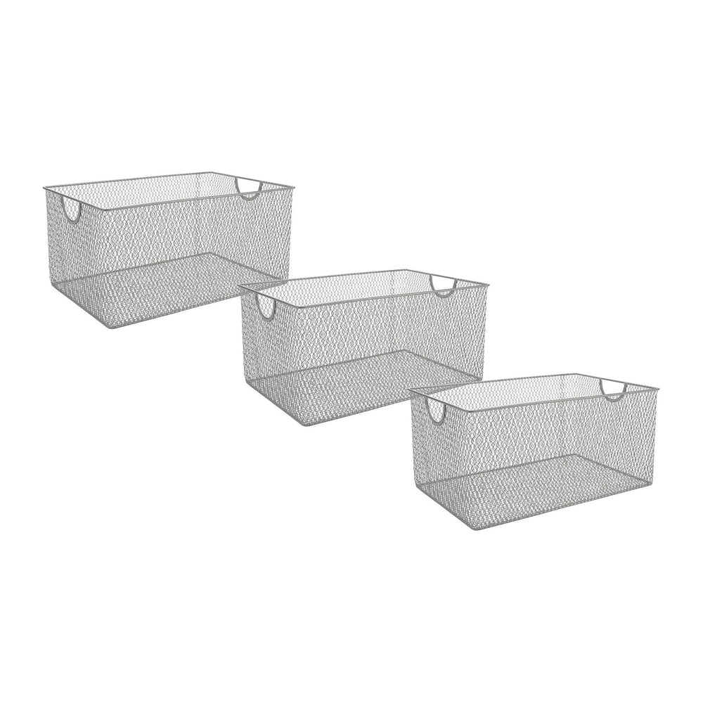 YBM HOME Household Wire Mesh Metal Steel Storage Basket Organizer, Open Bin S...