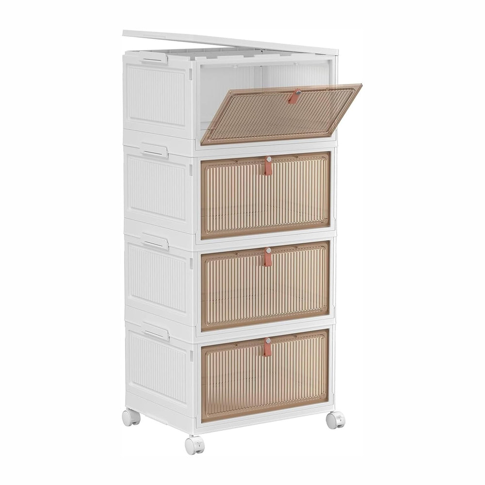 YFXCVSL 4 Tier Plastic Storage Bins with Lid 32QT, Stackable Storage Bins
