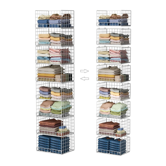 Yociyoga 8-Tier Stackable Closet Organizers and Storage Shelves, Foldable Closet Shelf Organizer, Stackable Storage Bins Drawers for Closet Organizer System, White(Patent No. 30022416)